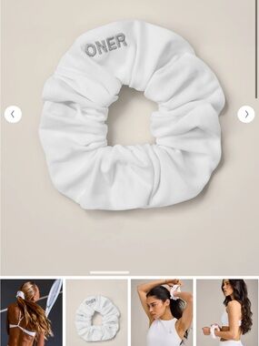 Oner Active White SoftMotion™ Scrunchie with Gray Logo
